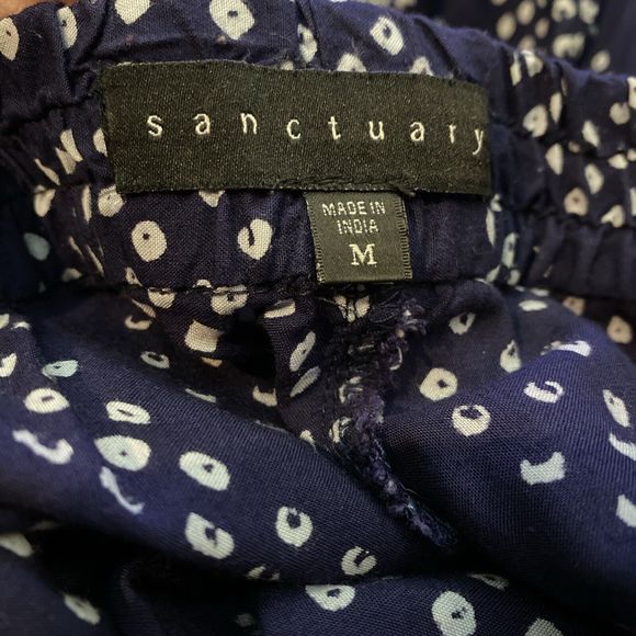 Sanctuary Womens Pants Blue‎ White Dots Drawstring Pockets Pull On Size Medium - Picture 11 of 11